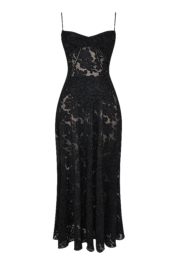 Robe longue vintage de couleur cràme avec dos en dentelle