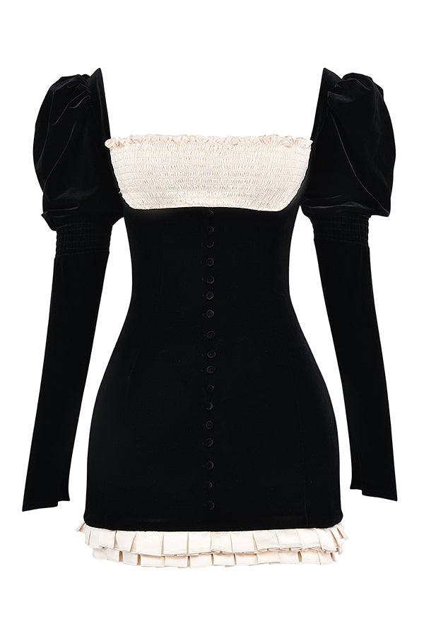 Mini-robe noire et cràme vintage