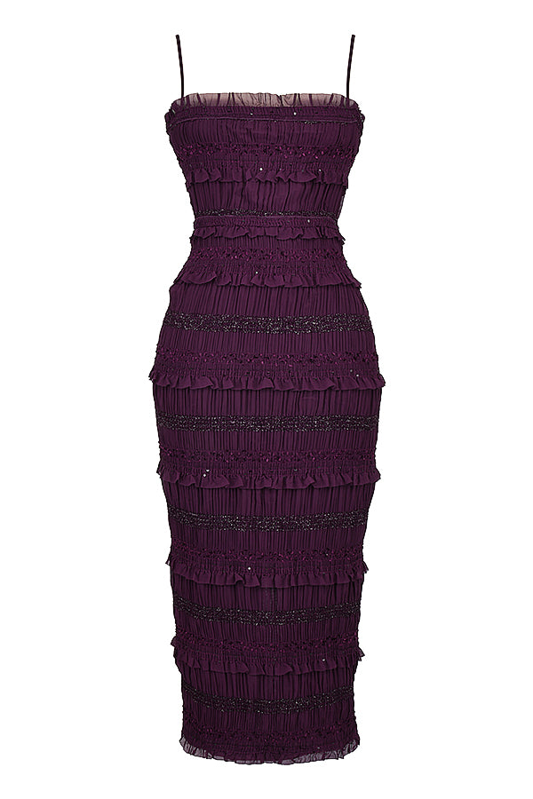 Robe corset à plis pailletés