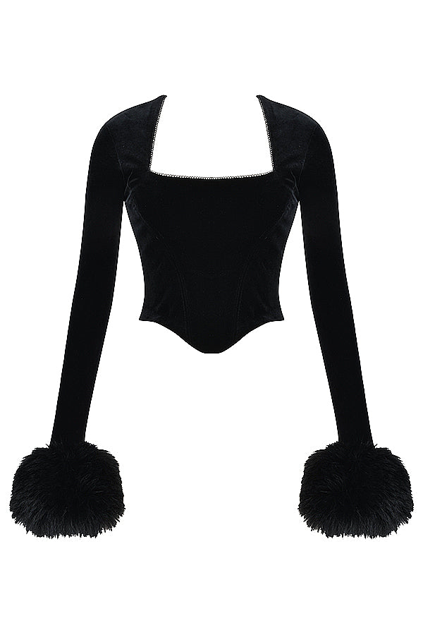 Corset en velours noir