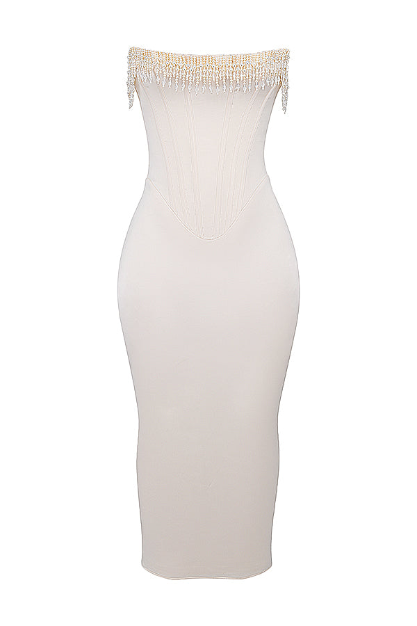 Robe bustier ornée de cràme vintage