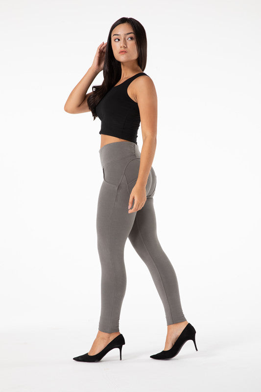 Legging gris taille haute moulant