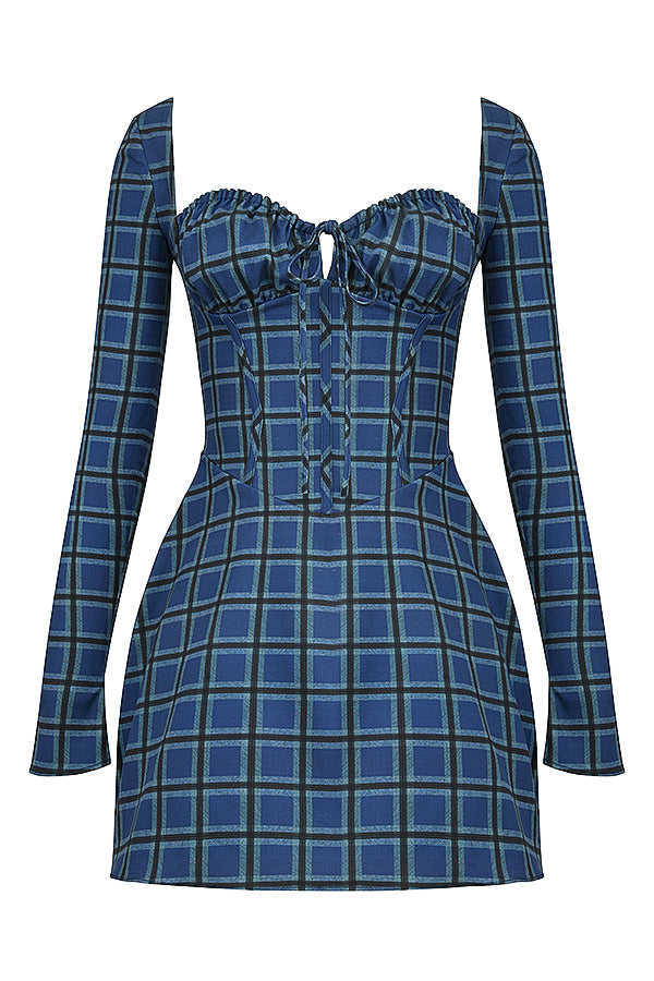 Mini-robe croisée en tartan