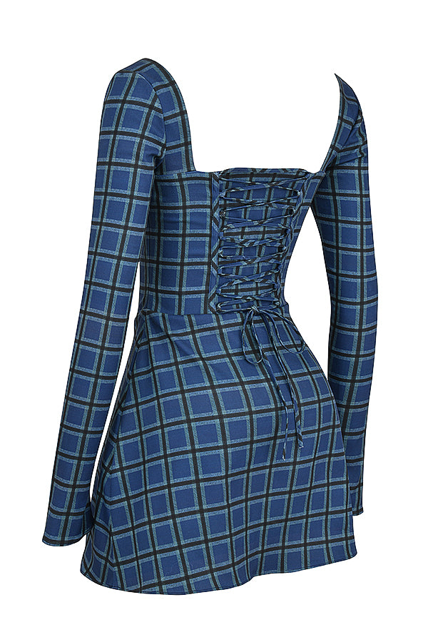 Mini-robe croisée en tartan