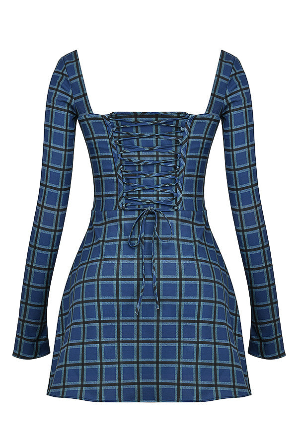 Mini-robe croisée en tartan