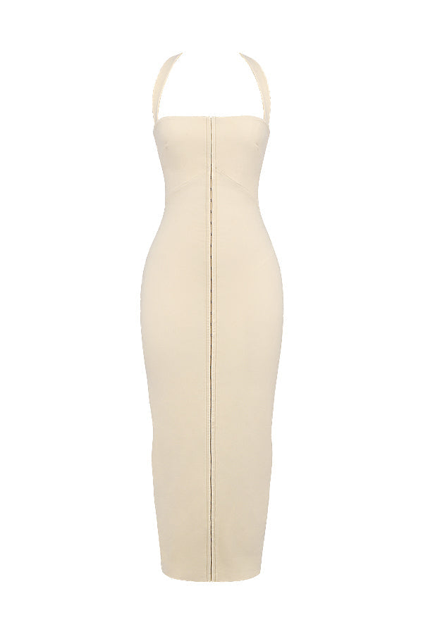 Robe longue dos nu écru