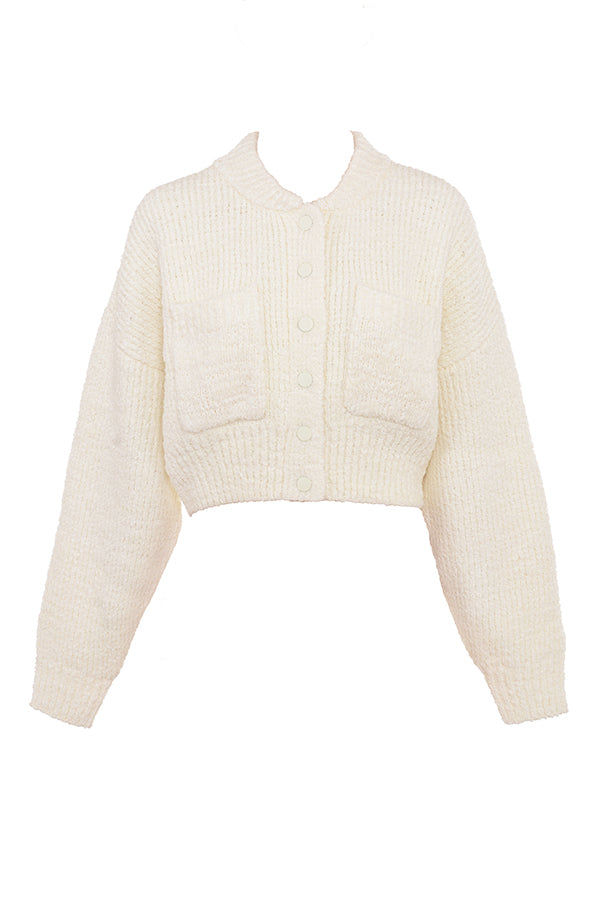 Gilet en chenille mélangé cràme