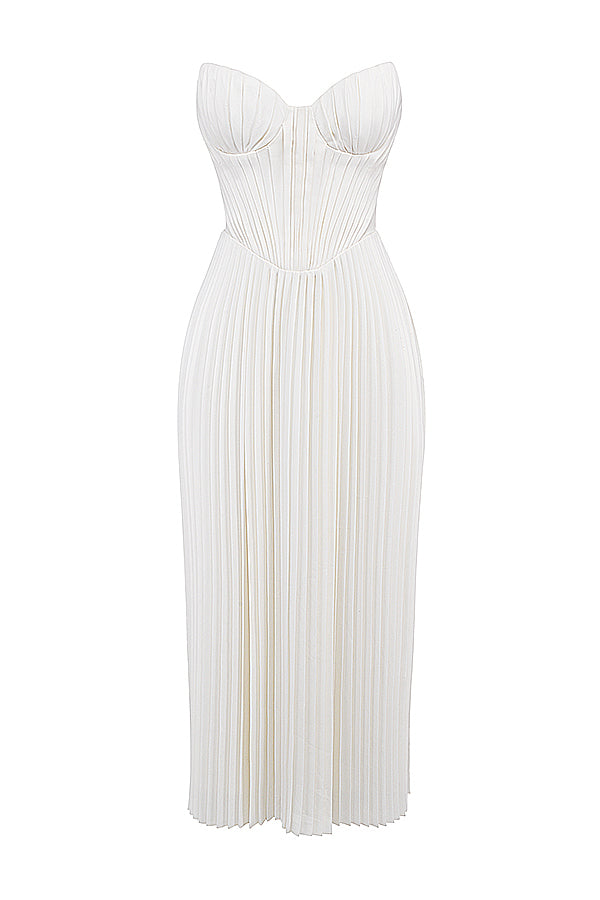 Robe longue plissée ivoire