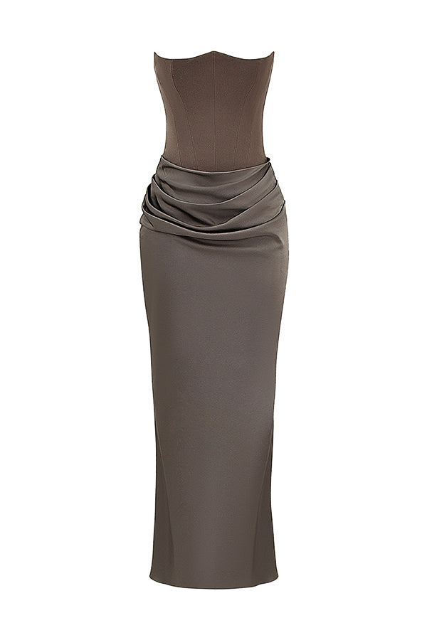 Robe longue corset élégante sans bretelles