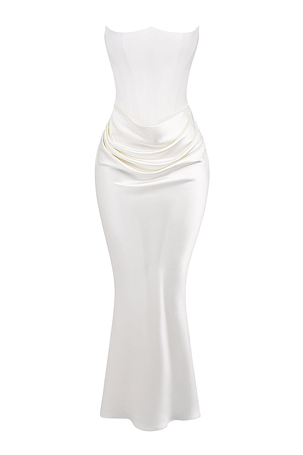 Robe longue corset élégante sans bretelles