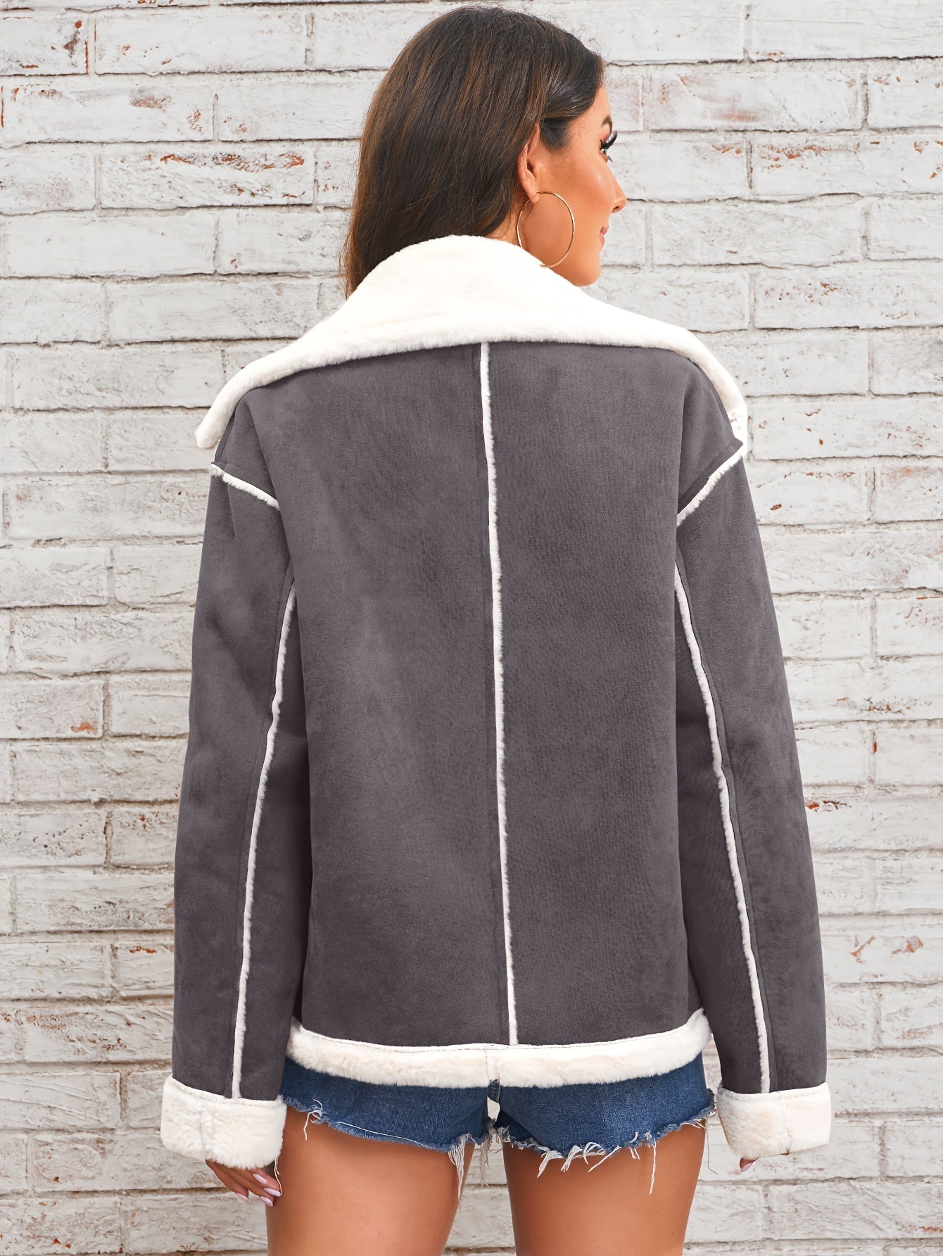 Veste peluche à revers