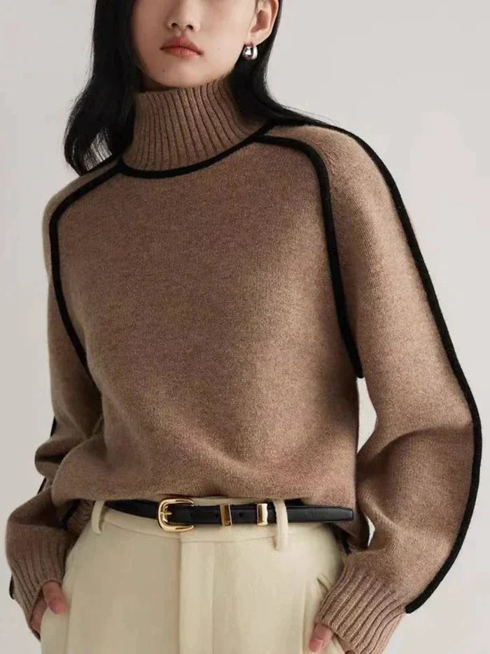 Pull col roulé rayé pour femme