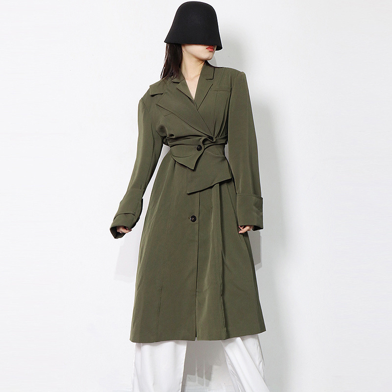 Manteau long vert foncé