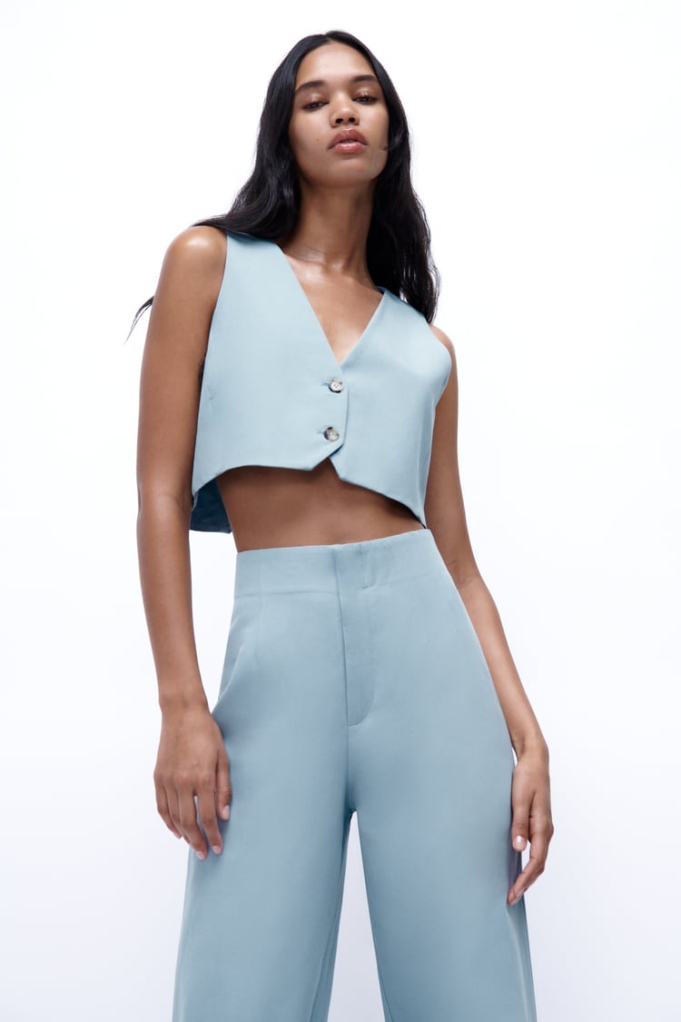 Cardigan court en lin mélangé avec pantalon