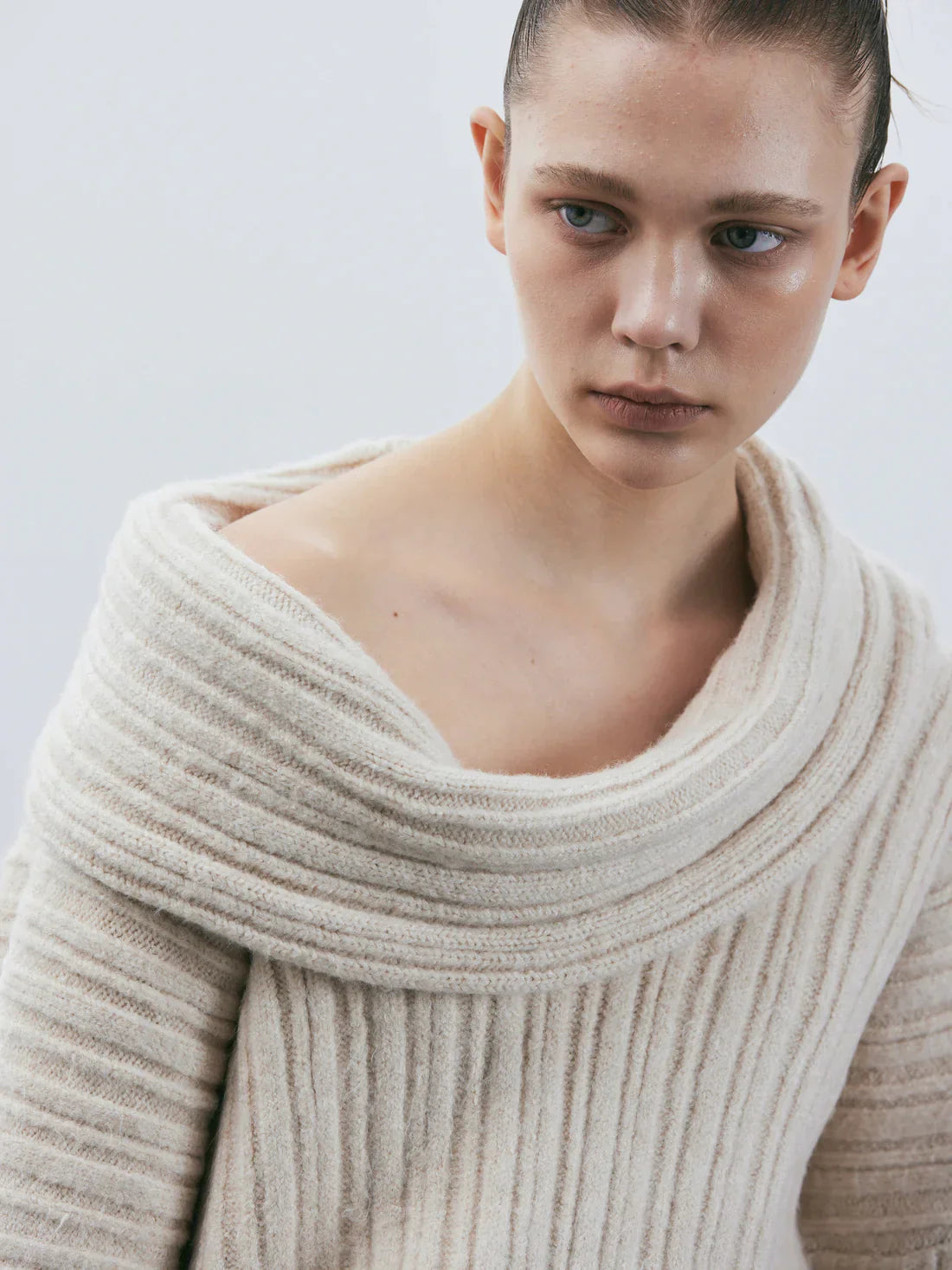 Pull tricoté oversize à roulis haut