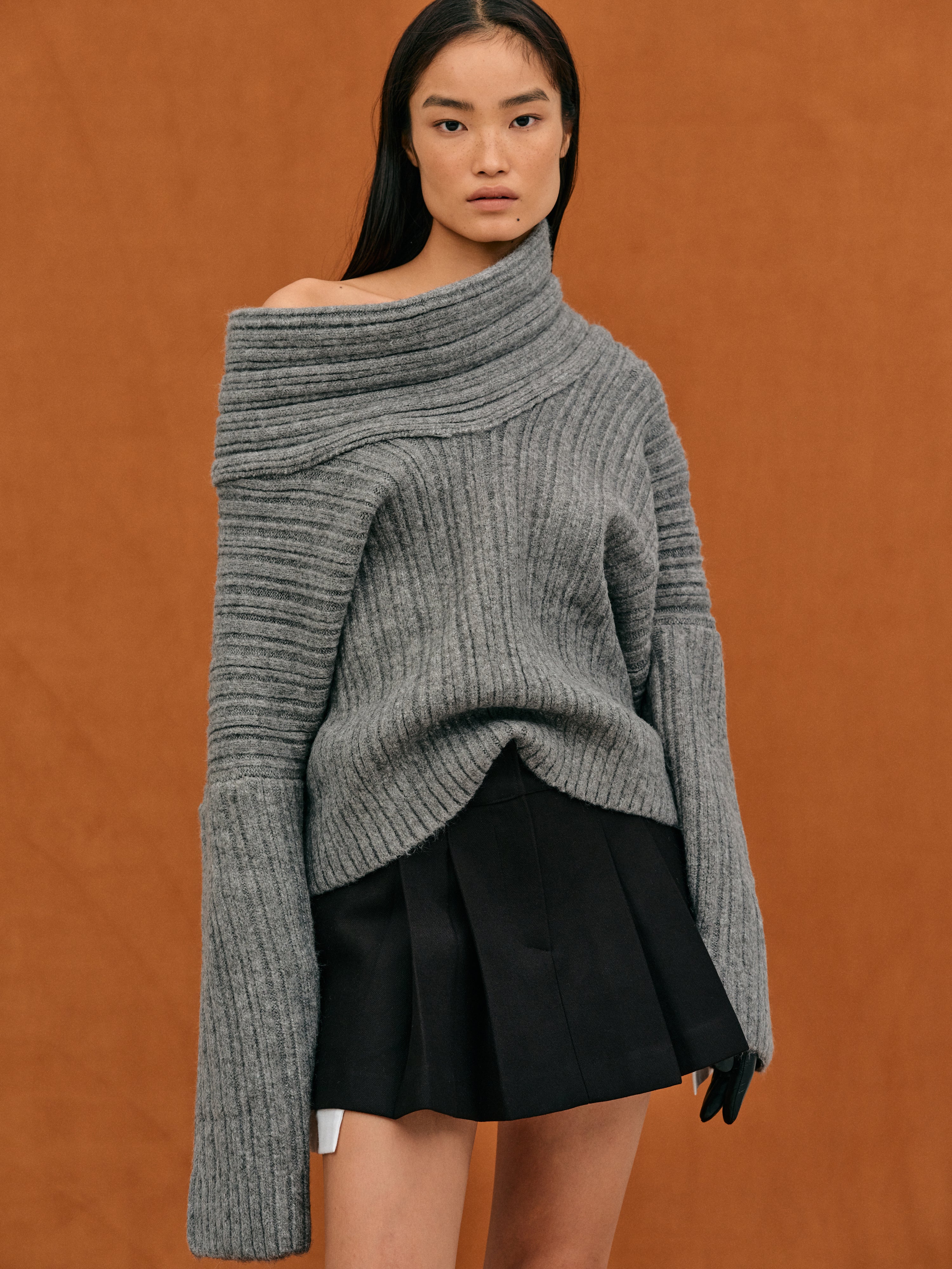 Pull tricoté oversize à roulis haut