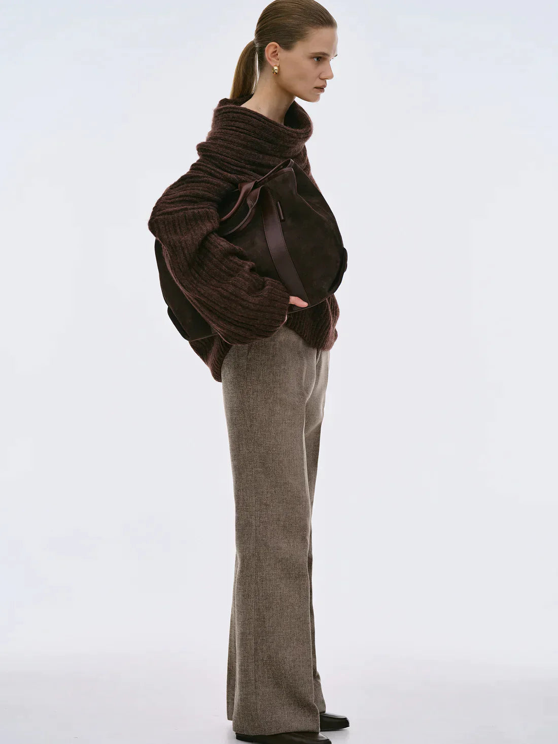 Pull tricoté oversize à roulis haut