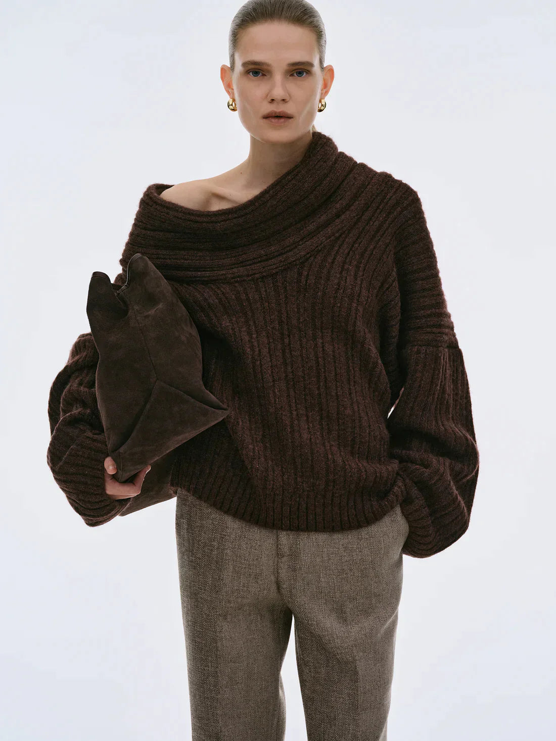 Pull tricoté oversize à roulis haut