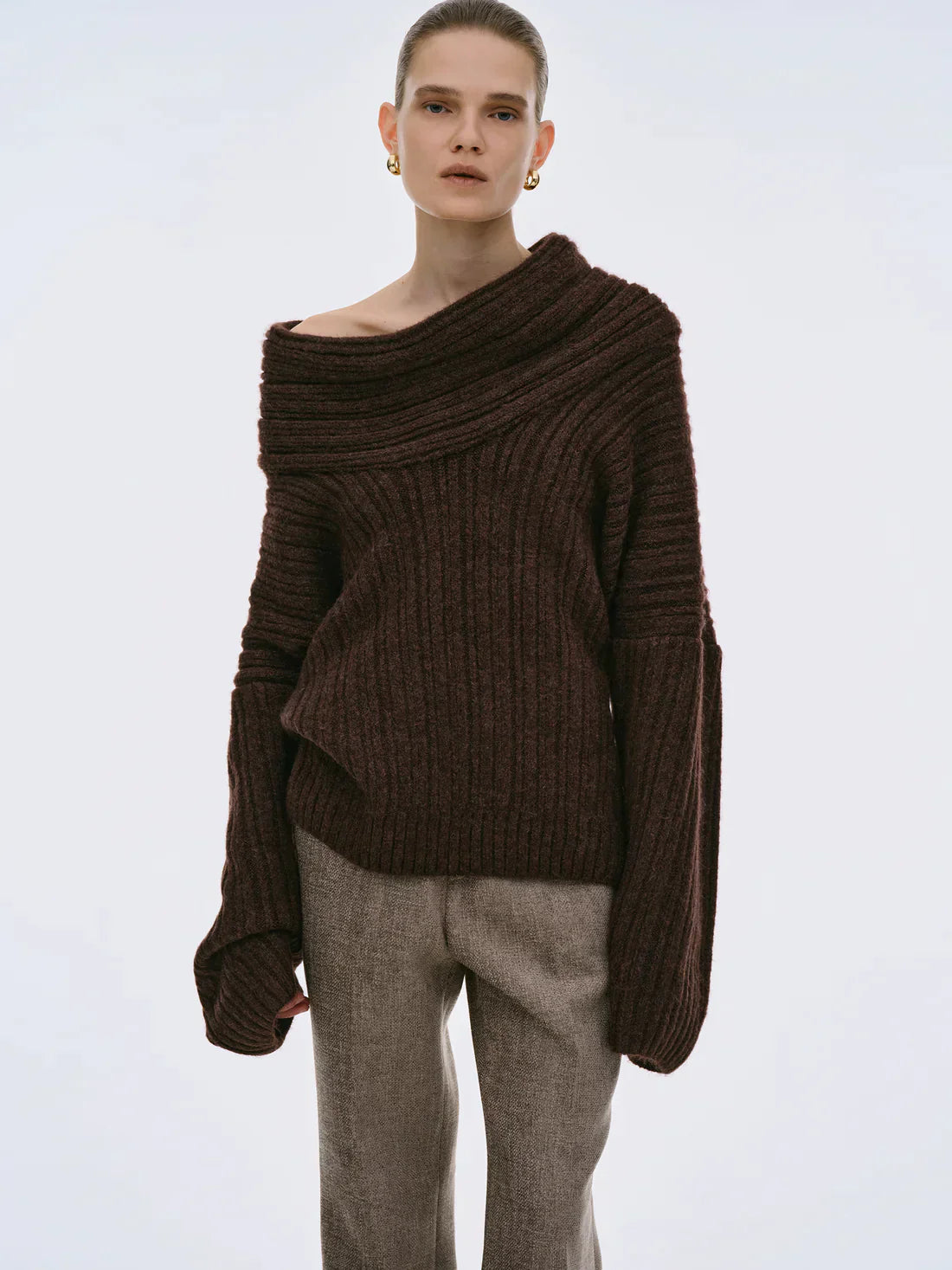Pull tricoté oversize à roulis haut