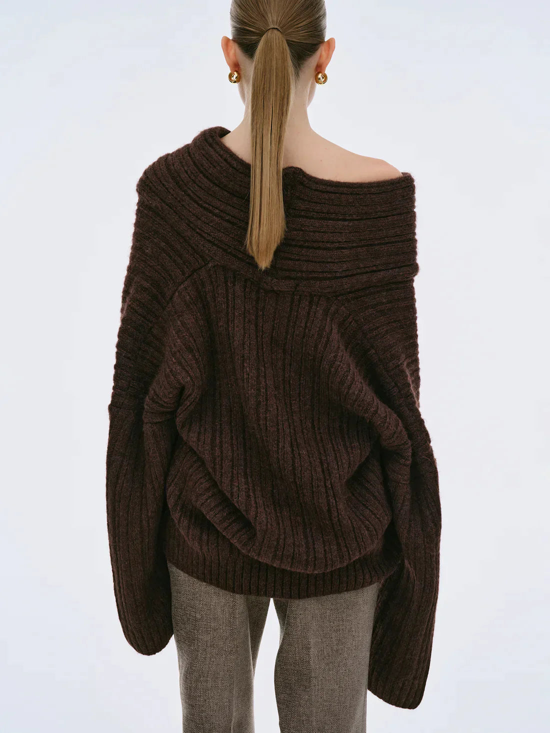 Pull tricoté oversize à roulis haut
