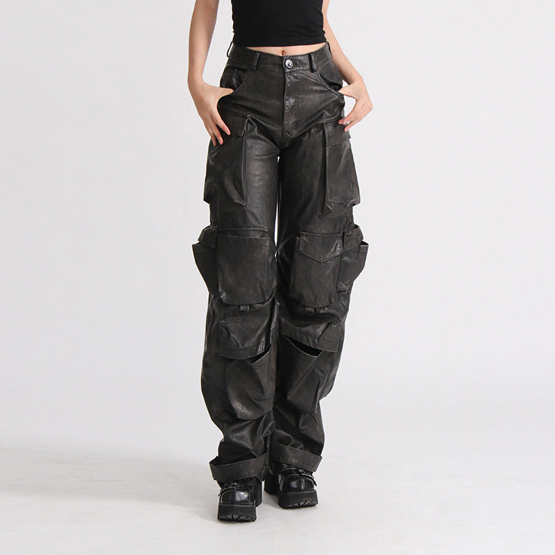 Pantalon ample en cuir
