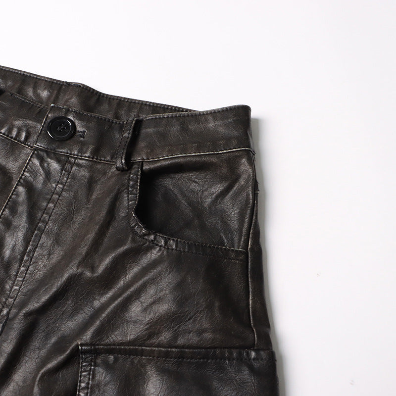 Pantalon ample en cuir