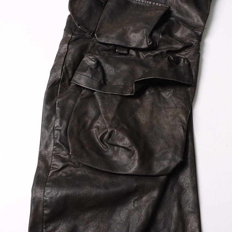 Pantalon ample en cuir