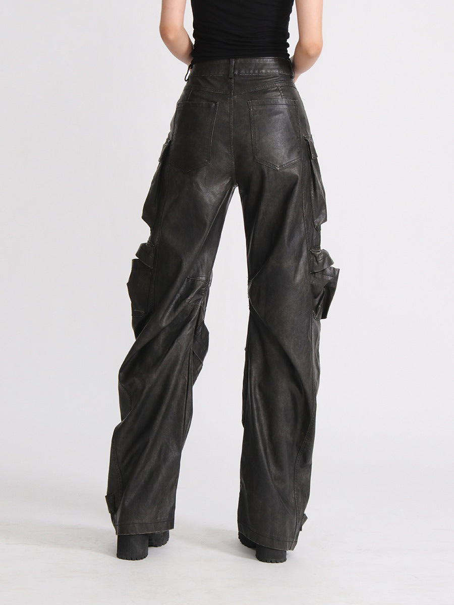 Pantalon ample en cuir