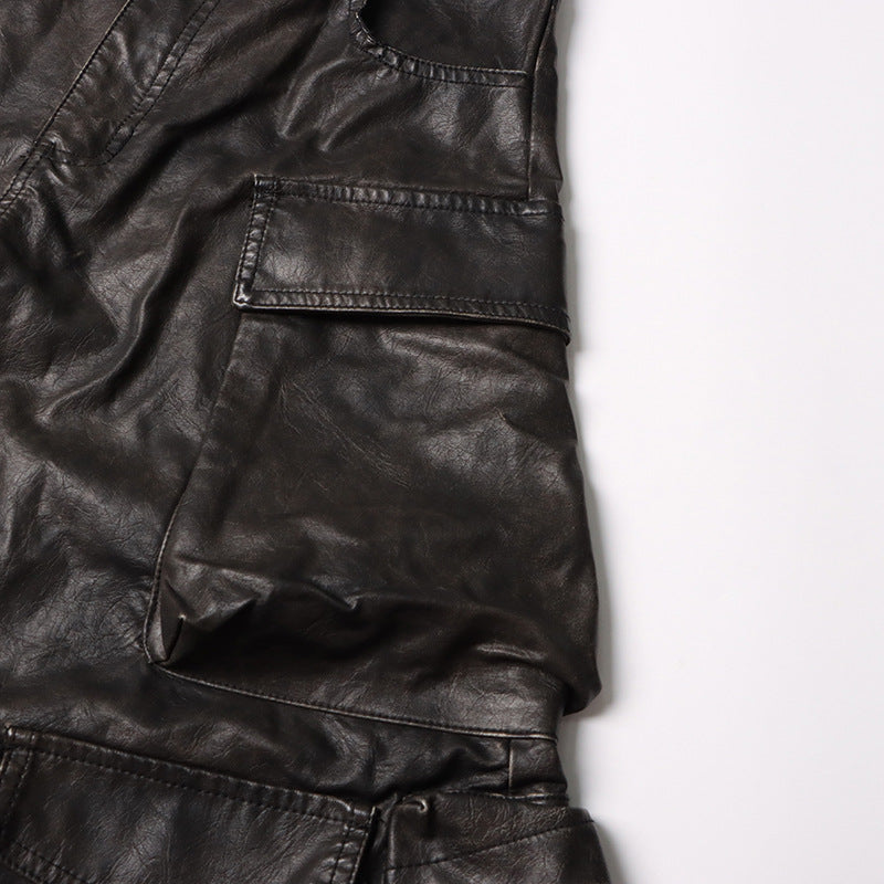 Pantalon ample en cuir