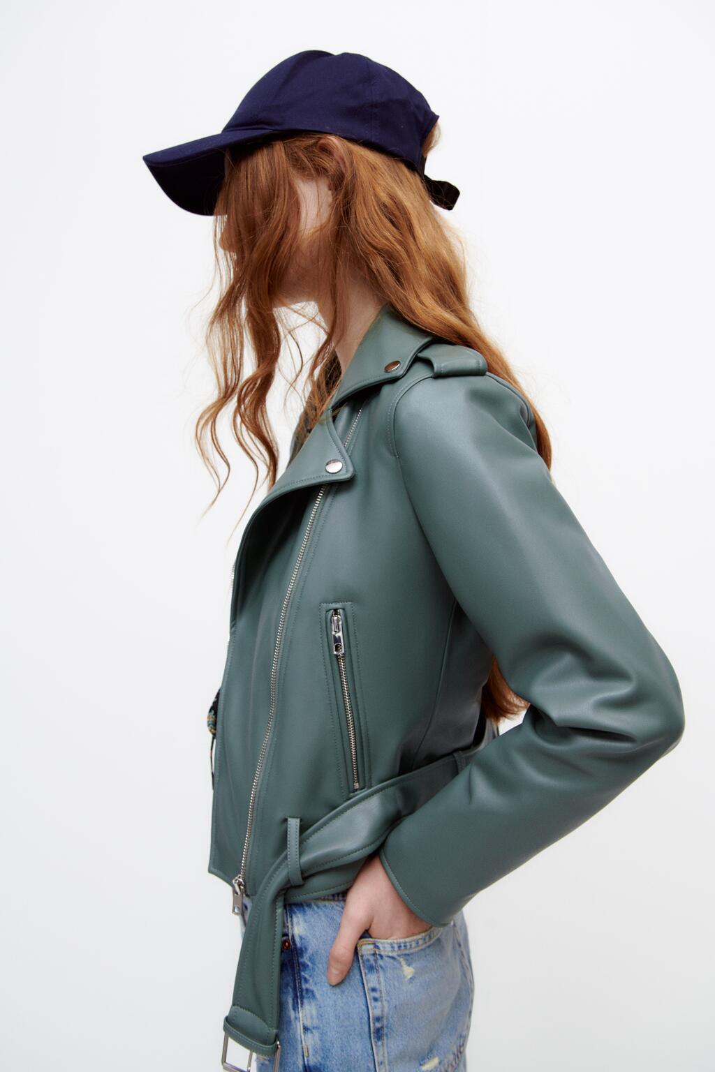 Veste en cuir élégante avec ceinture