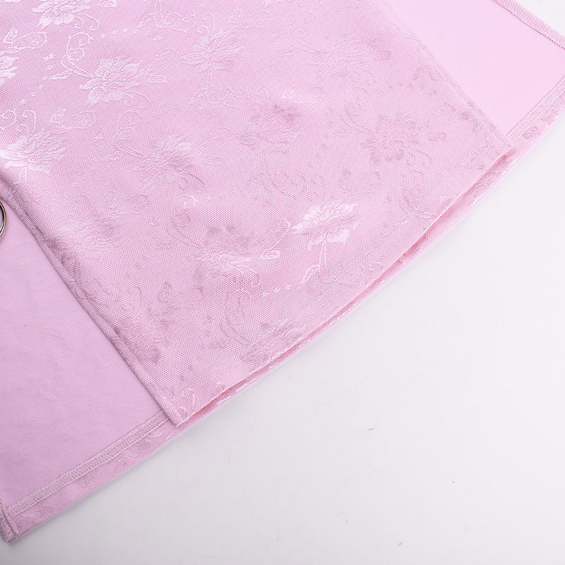 Mini-robe rose fendue creuse