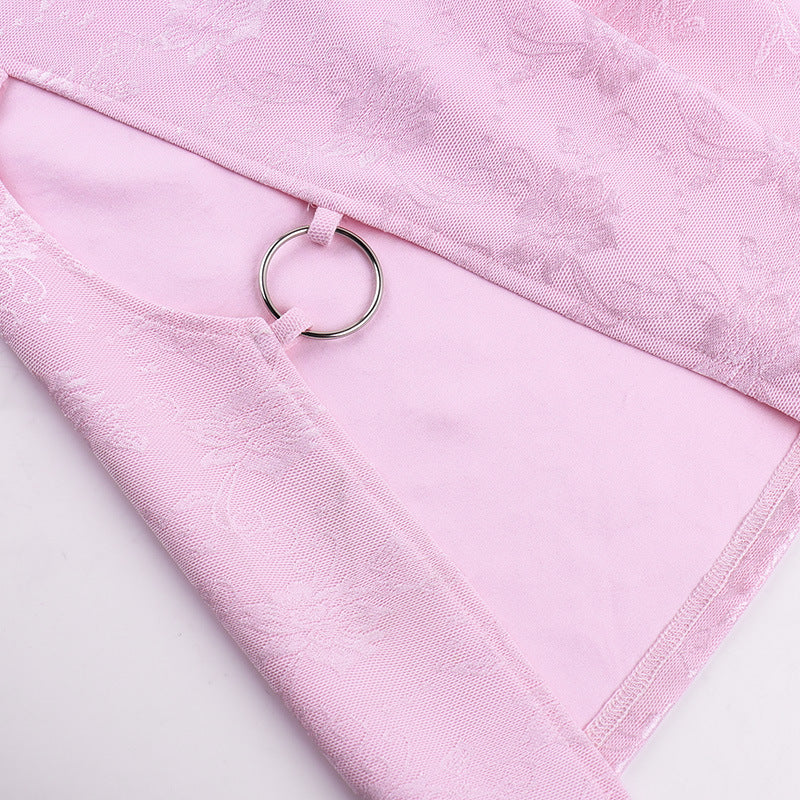 Mini-robe rose fendue creuse