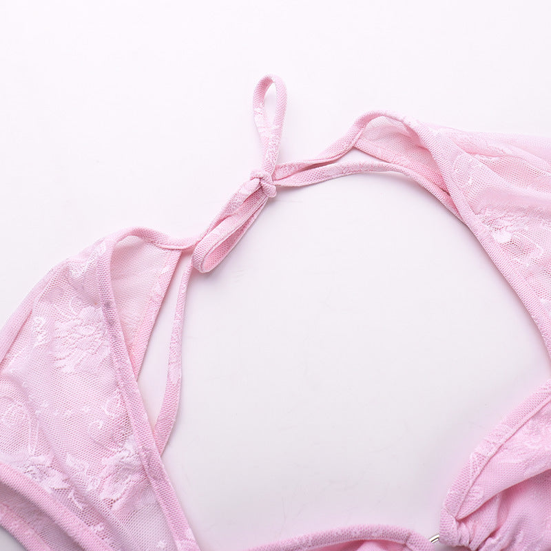 Mini-robe rose fendue creuse