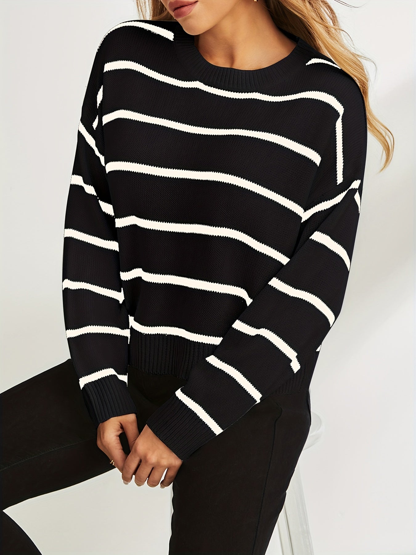 Pull en maille rayé