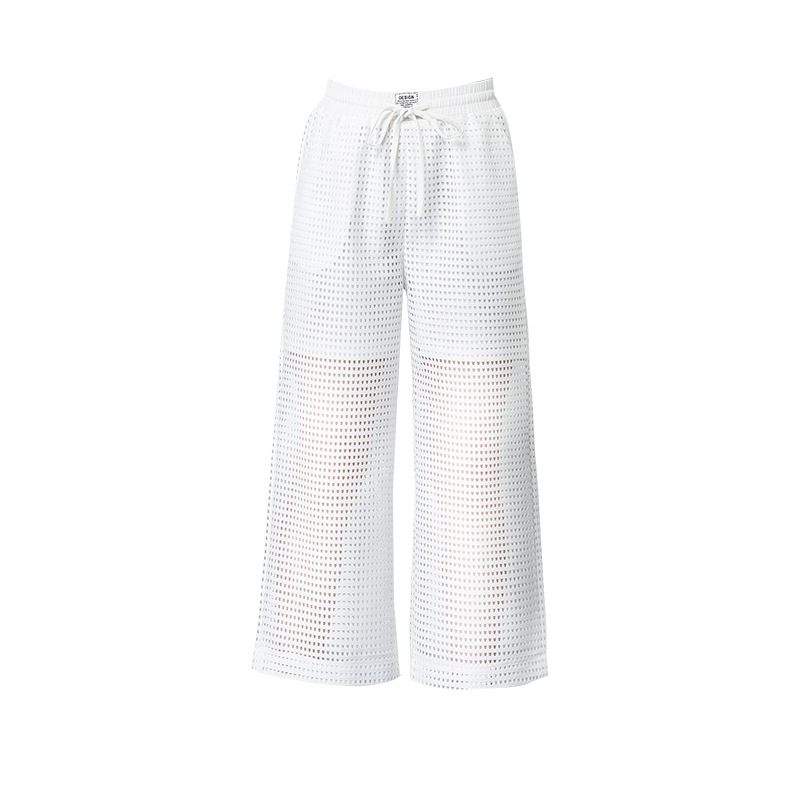 Pantalon large blanc transparent pour l'été
