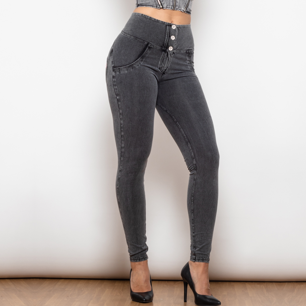 Jean moulant gris taille haute