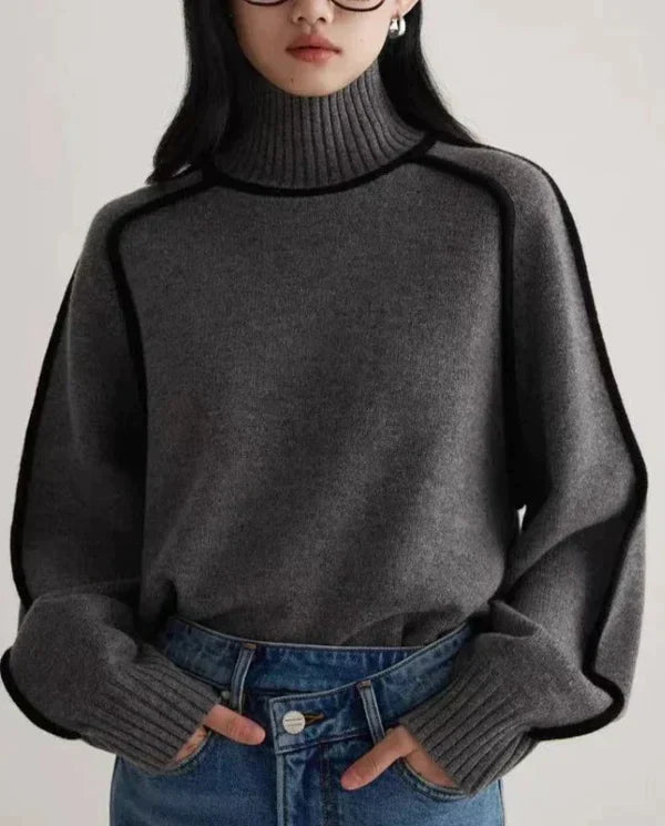 Pull col roulé rayé pour femme