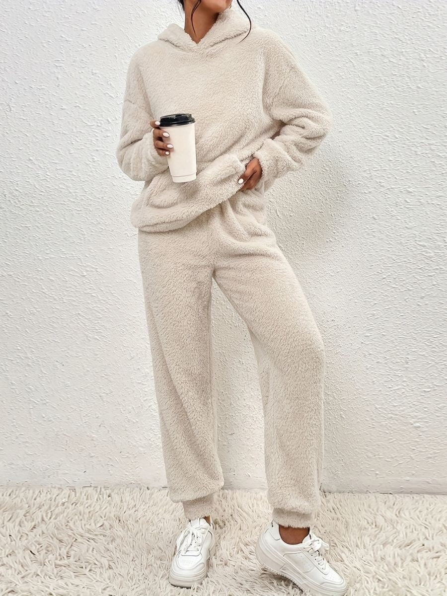 Tops Teddy avec capuche et pantalons longs et chauds