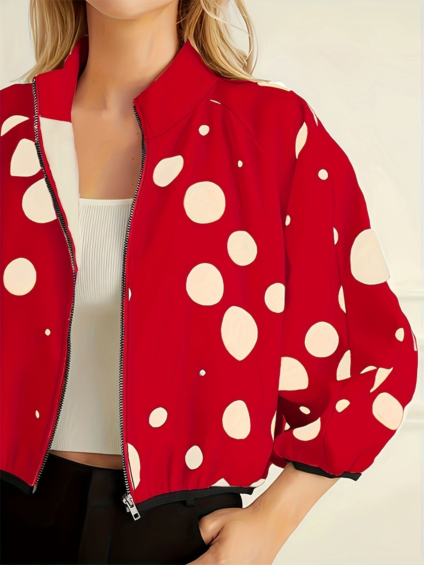 Veste zippée à imprimé pois