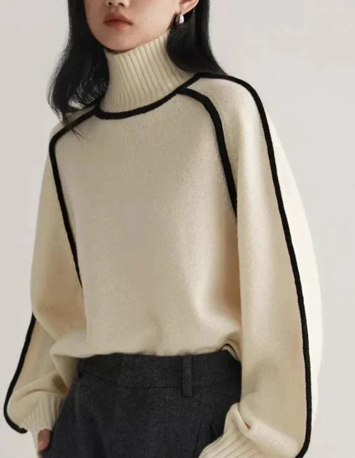 Pull col roulé rayé pour femme
