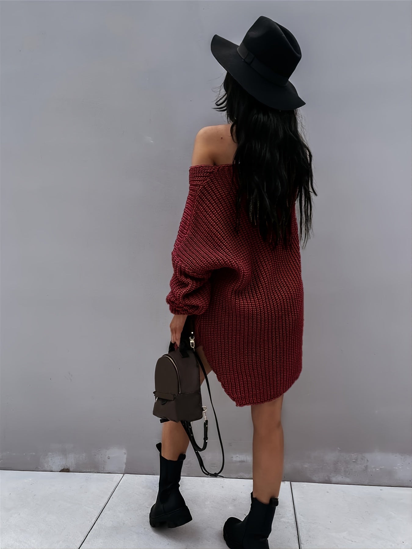 Pull en maille à col V et manches lanterne