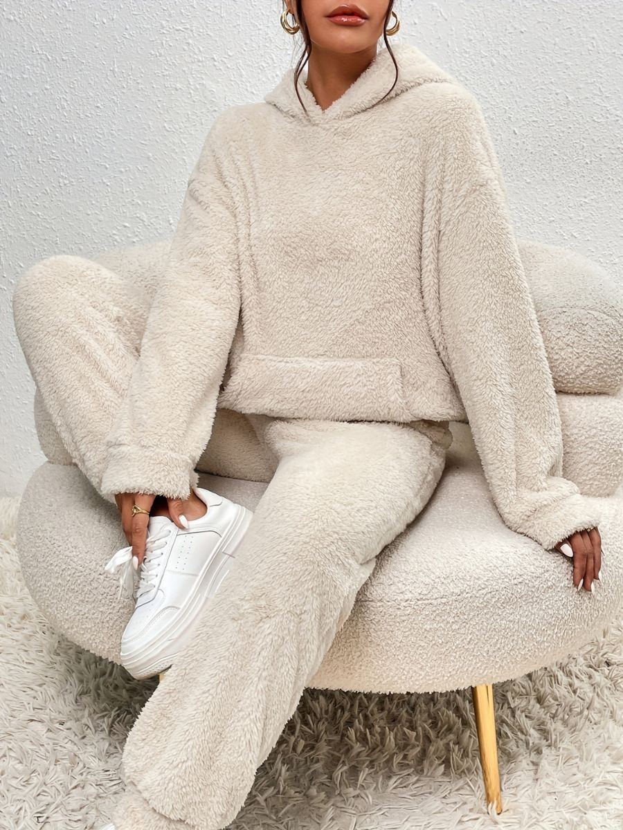 Tops Teddy avec capuche et pantalons longs et chauds