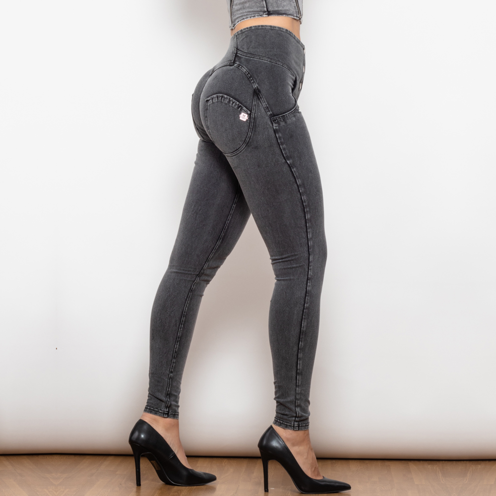 Jean moulant gris taille haute