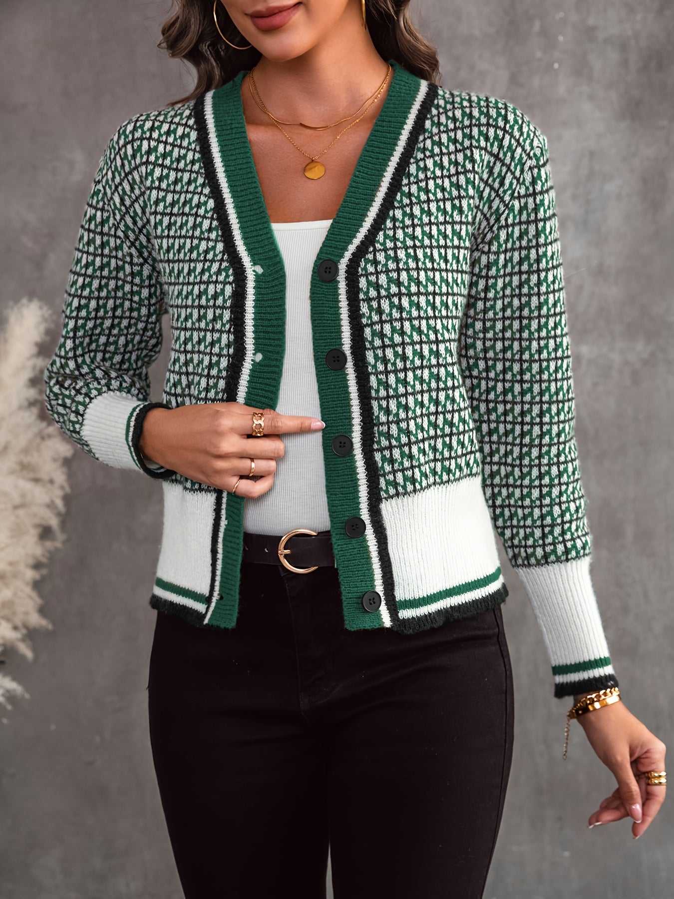 Cardigan avec boutons et motif losange