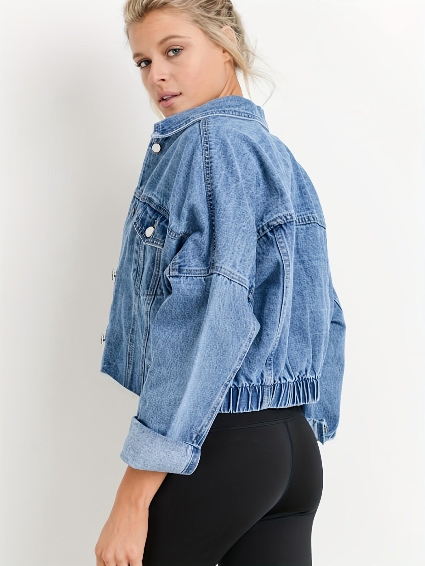 Vestes en jean bleu à revers courts