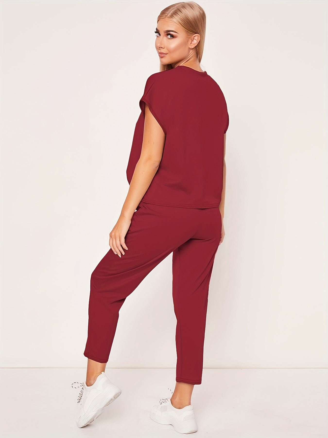 Haut et pantalon décontractés à manches courtes pour femmes