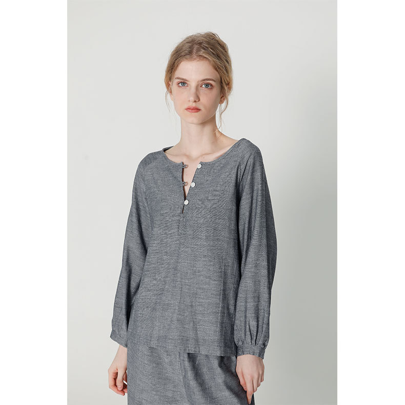Ensemble t-shirt et pantalon style denim en maille double épaisseur pour femme