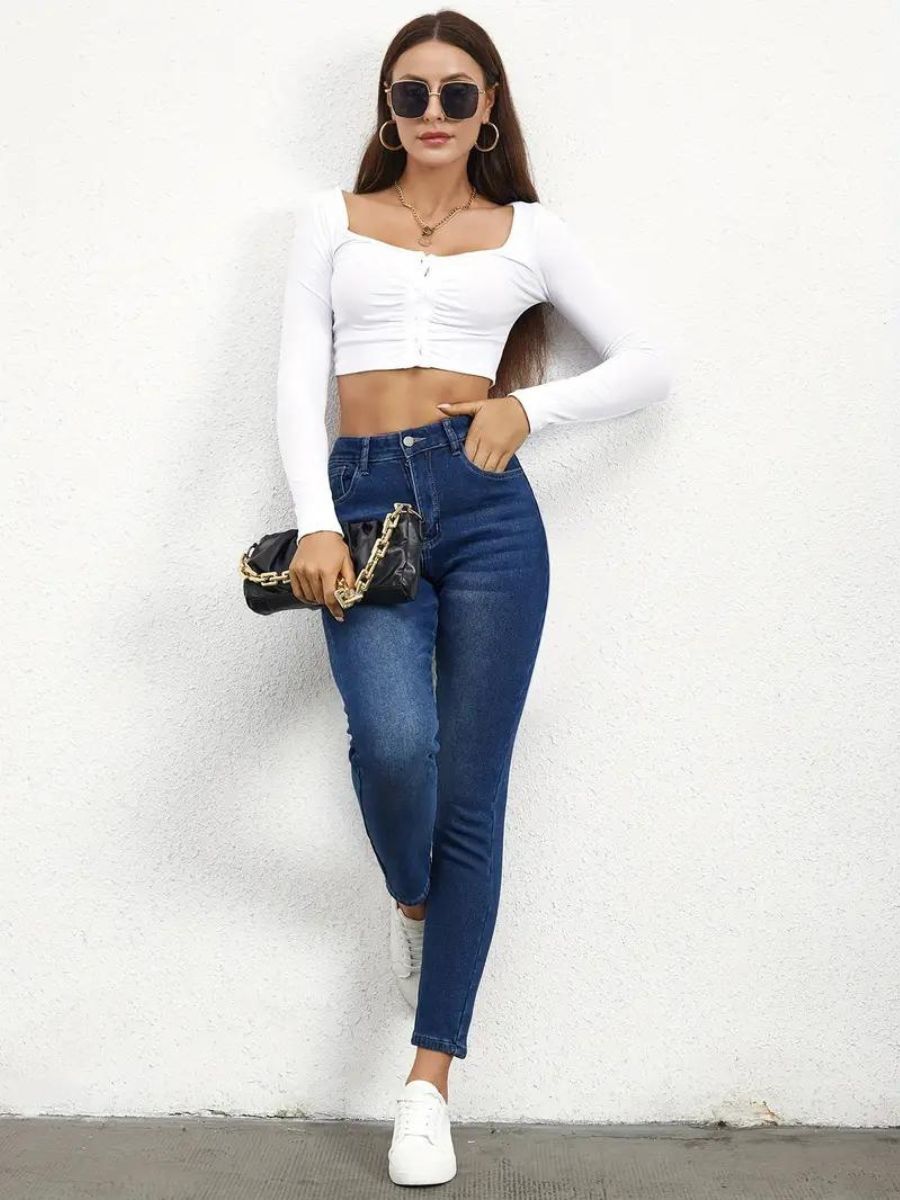 Jean skinny avec insert en polaire