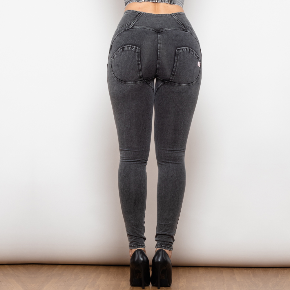 Jean moulant gris taille haute