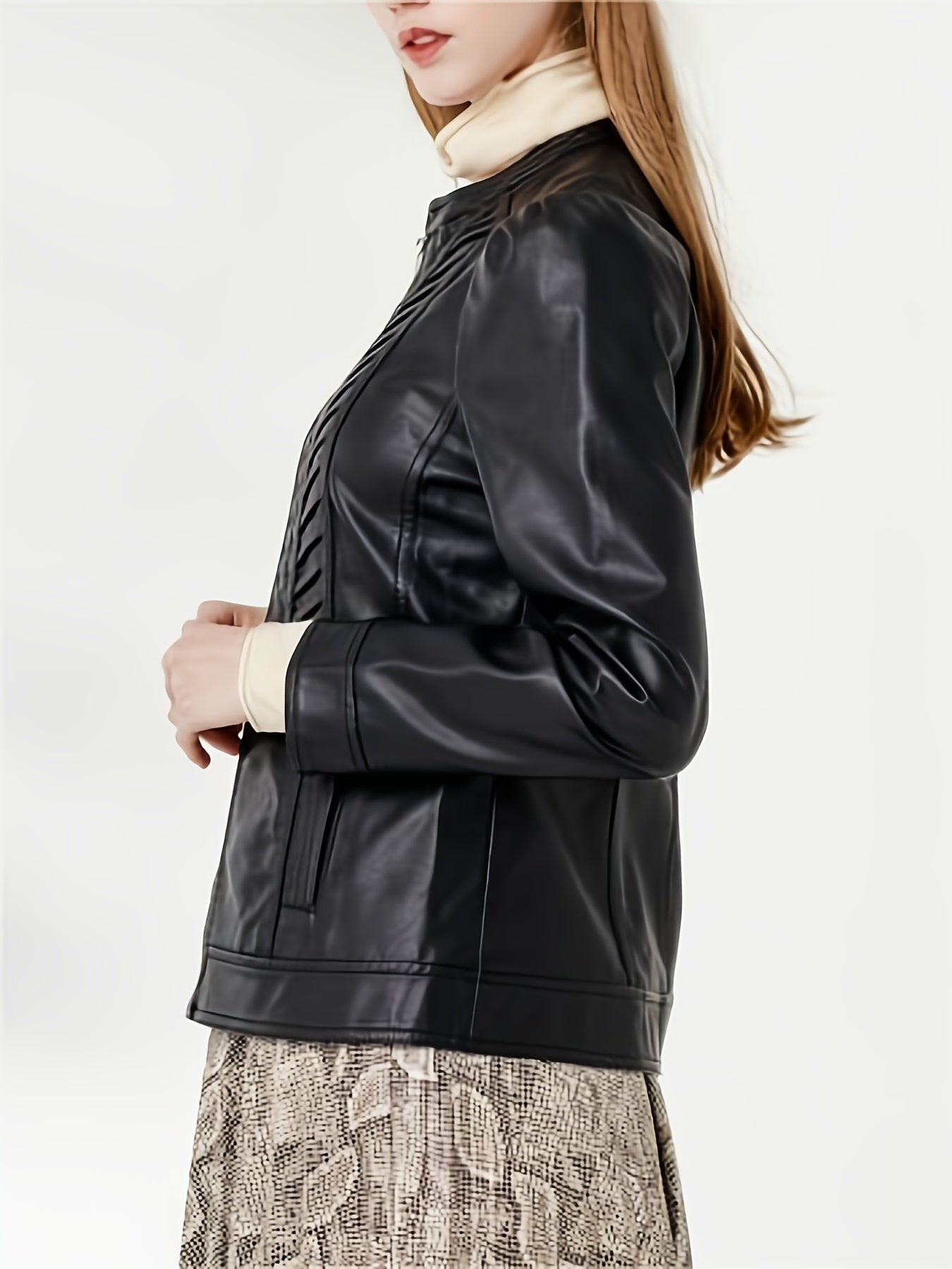Veste structurée en cuir noir